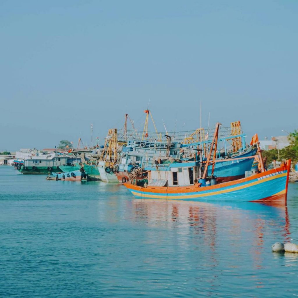 Tàu thuyền tại làng chài Phước Tỉnh