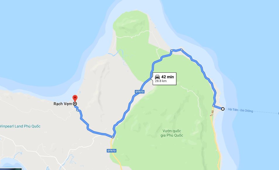 Đường đi làng chài Rạch Vẹm từ bến phà Đường đi làng chài Rạch Vẹm từ bến phà