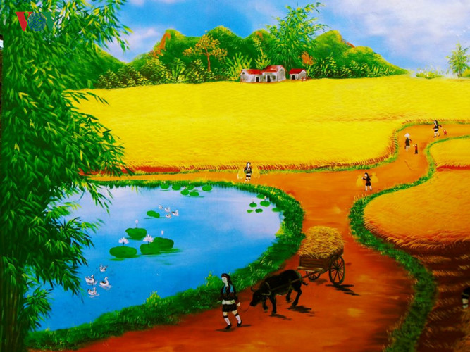 Tranh bích họa cuộc sống biên cương