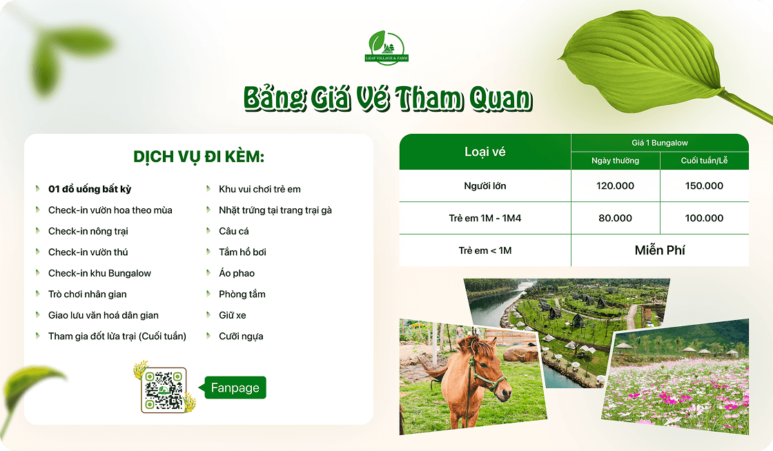 Bảng giá vé Leaf Village Farm Đà Nẵng