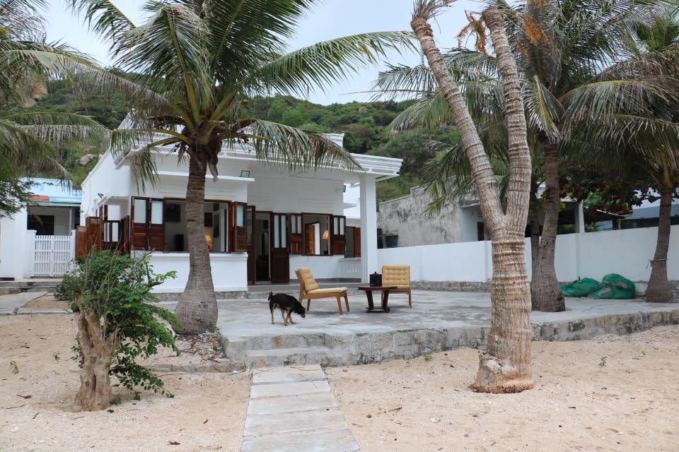 Khoảng sân vườn thoáng đãng hướng biển tại homestay