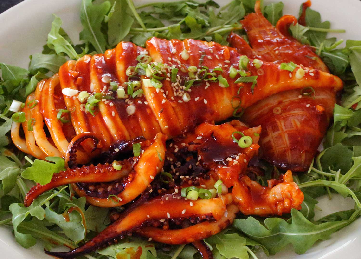 Mực nướng cay Hàn Quốc. Ảnh minh họa: maangchi.