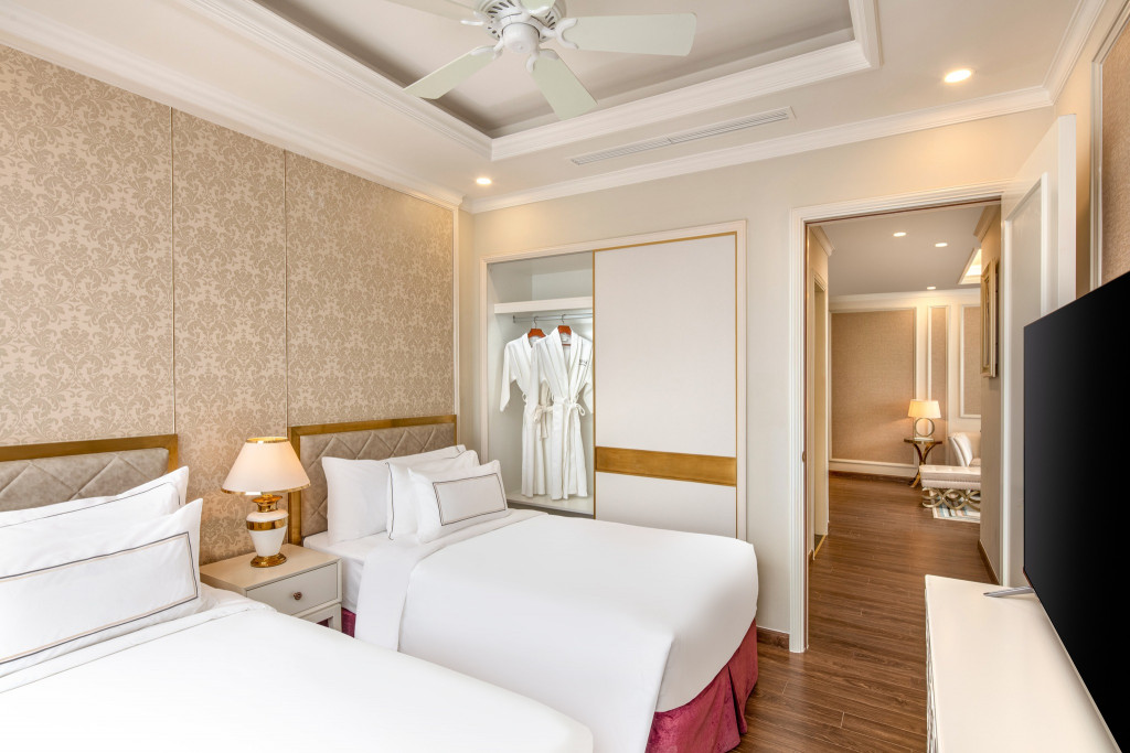 Không gian phòng ngủ tinh tế tại Meliá Vinpearl Nha Trang Empire