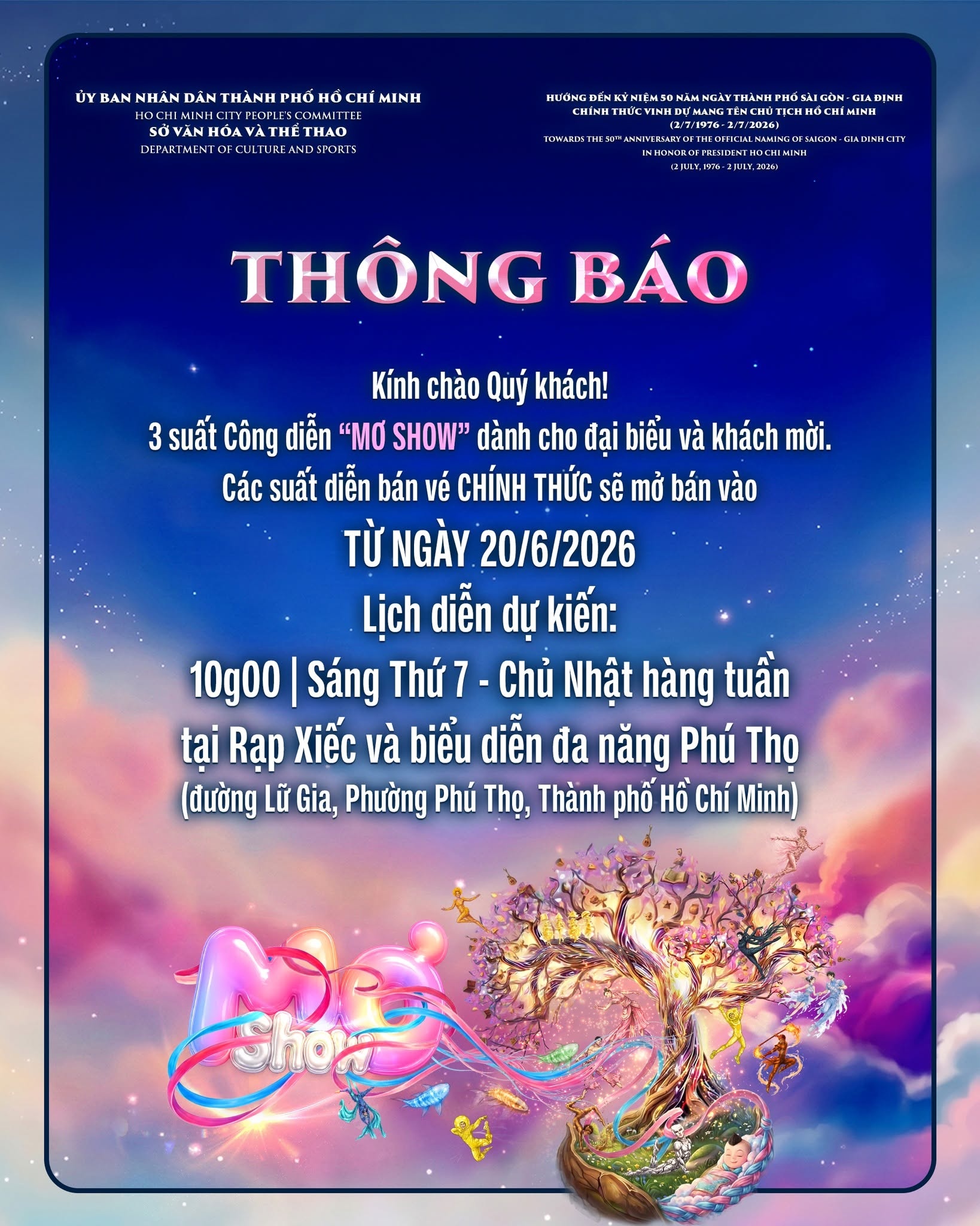 Lịch bán vé show diễn nghệ thuật xiếc rối Mơ Show