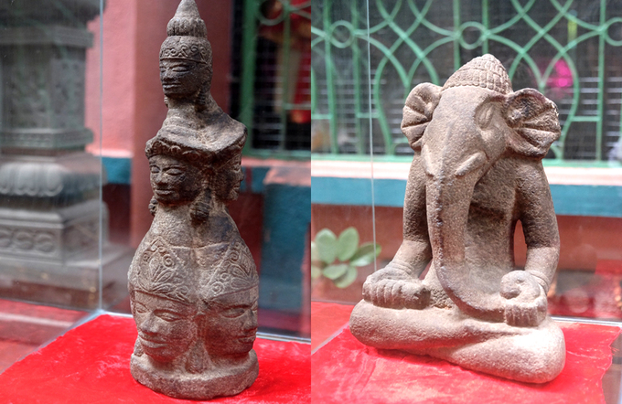 Tượng thần Brahman và thần Ganesha được đặt phía sau chánh điện. Đây là hai vị thần nổi tiếng trong thần thoại Ấn Độ.