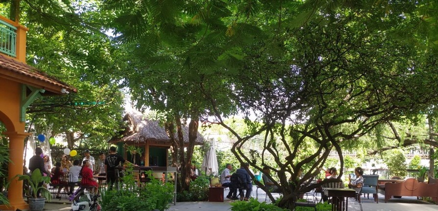 Không gian xanh mát bên trong nhà hàng Lạc Thái
