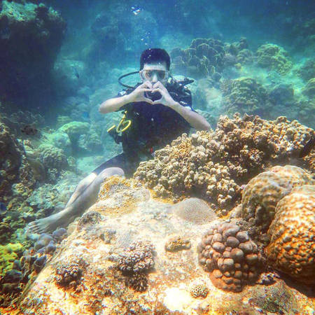 Khác với snorkeling chỉ quanh quẩn trên mặt nước hoặc xuống sâu chỉ vài mét là phải trồi lên để lấy oxy, ở trải nghiệm scuba diving này, bạn được trang bị một bộ đồ bảo hộ, đeo bình dưỡng khí và lặn xuống độ sâu 8-10 m để có cái nhìn cận cảnh những rạn san hô đẹp long lanh đầy màu sắc, nhìn những đàn cá tung tăng bơi lội ngay cạnh mình - điều tưởng chừng chỉ có trong giấc mơ.