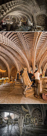 Nhà hàng Hr Giger Museum Bar ở Gruyères, Thụy Sĩ với kiến trúc độc đáo