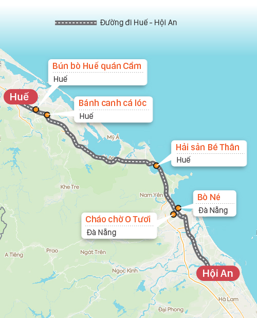 Điểm dừng trên đường từ Huế đi Hội An. Đồ họa: Tạ Lư.-ivivu-3