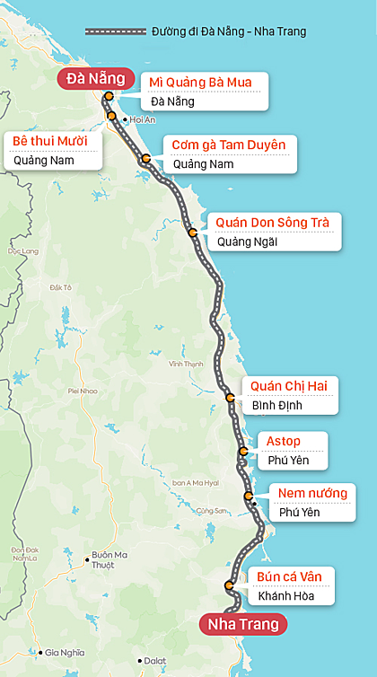 Bản đồ vị trí quán ăn Đà Nẵng Nha Trang