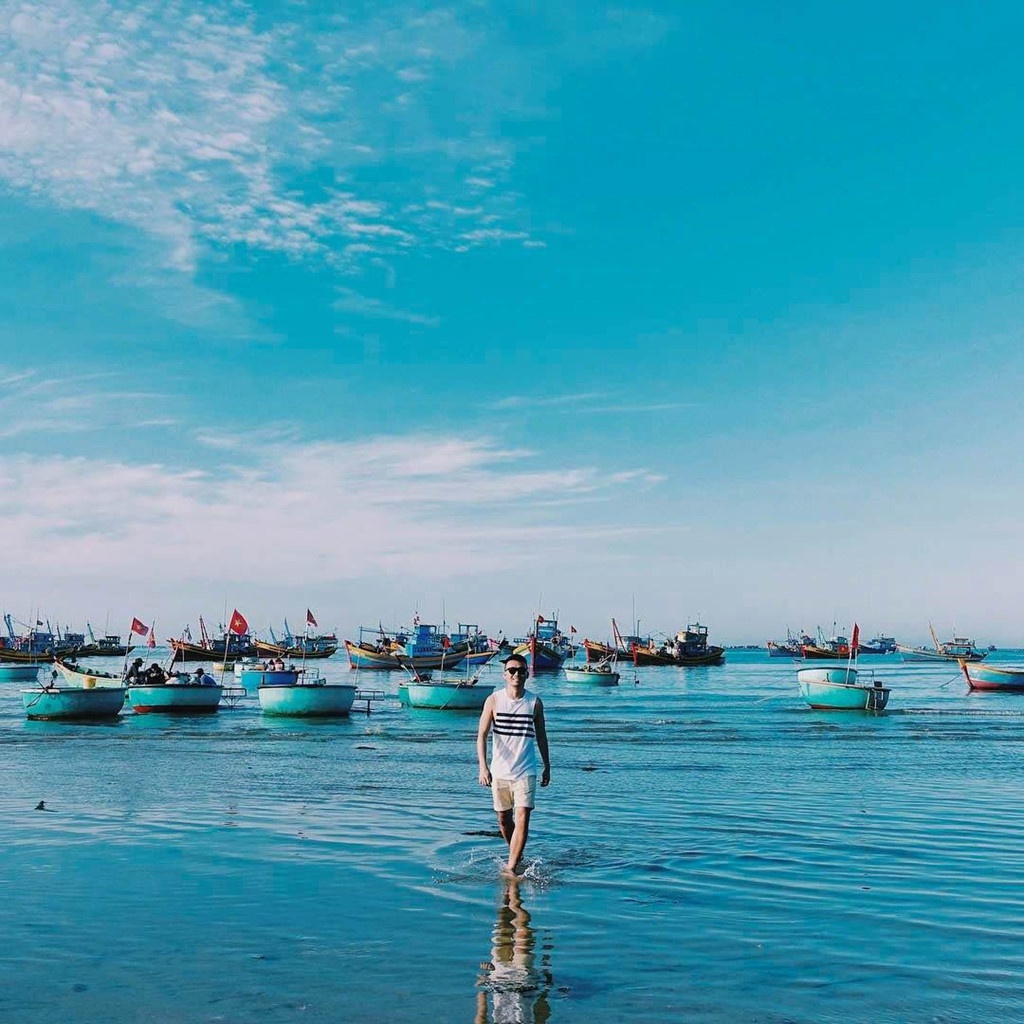 Thuyền thúng tại làng chài Mũi Né Thuyền thúng tại làng chài Mũi Né