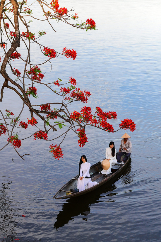 Sông Hương lãng mạn vào mùa hoa phượng vĩ ở Huế