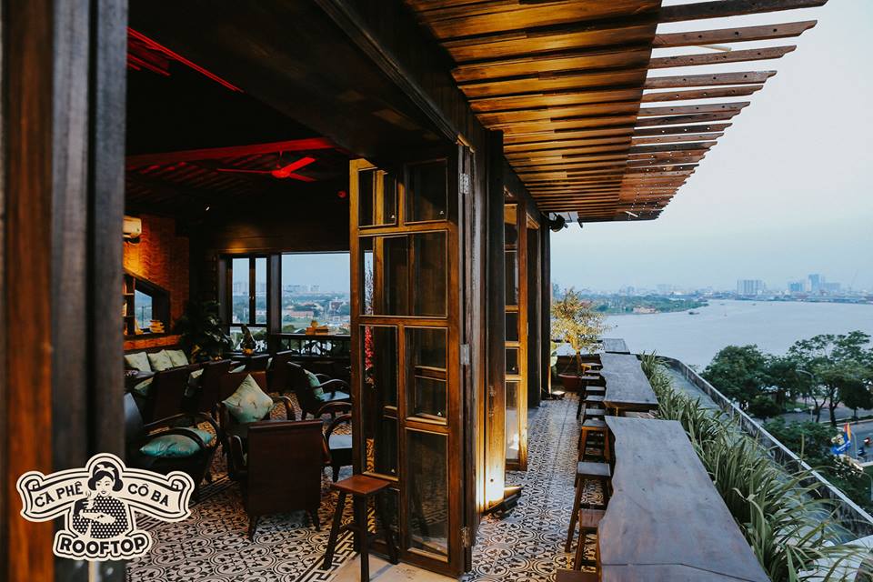 Quán cà phê đẹp Sài Gòn Cô Ba Sài Gòn Rooftop Quán cà phê đẹp Sài Gòn Cô Ba Sài Gòn Rooftop view sông