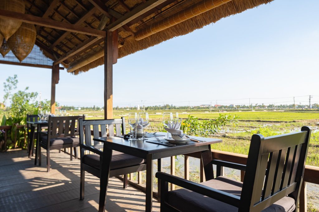 Ăn uống bên ruộng lúa tại quán cafe view ruộng lúa Hội An