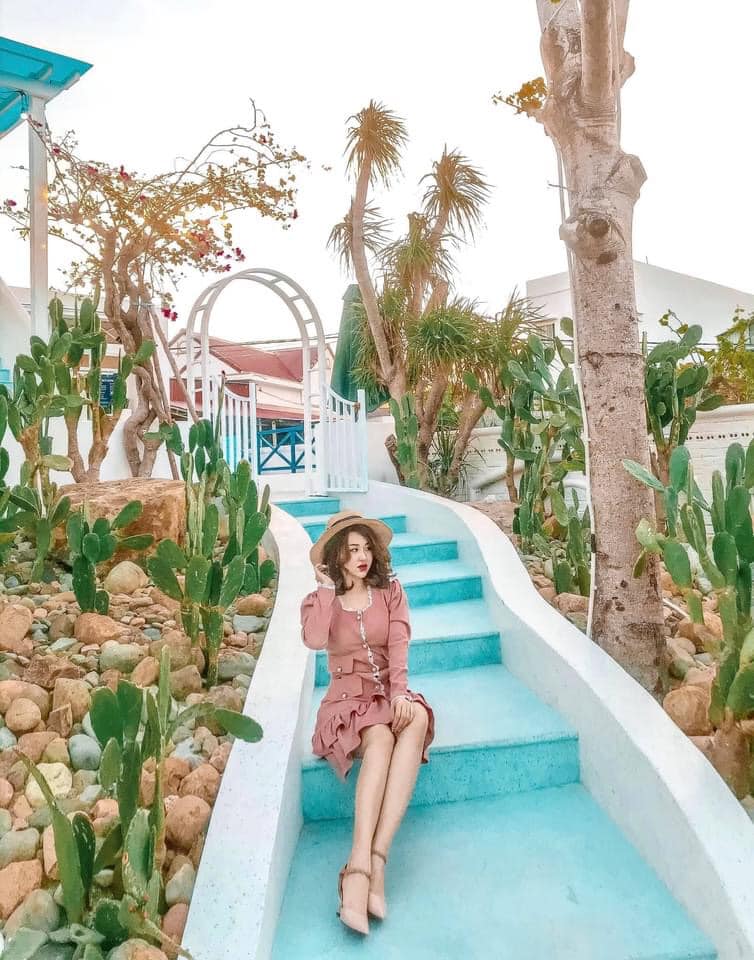 Vườn xương rồng tại Santorini Villa Studio & Café