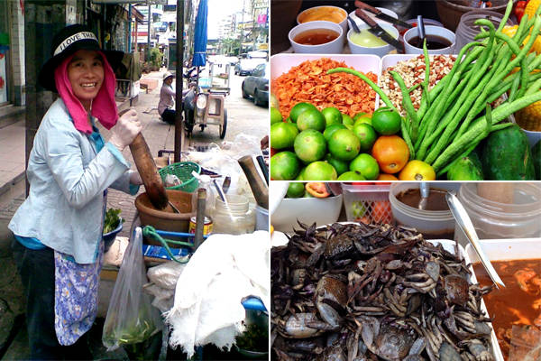 Xe đẩy bán som tam Thái Lan đặc trưng