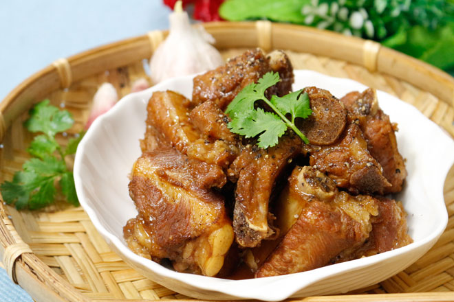 Thành phẩm sườn non kho tiêu