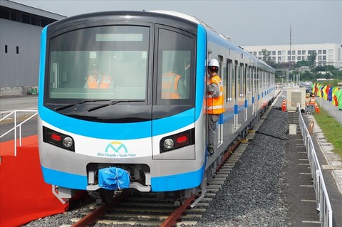 Đoàn tàu tuyến metro số 1 tại depot Long Bình