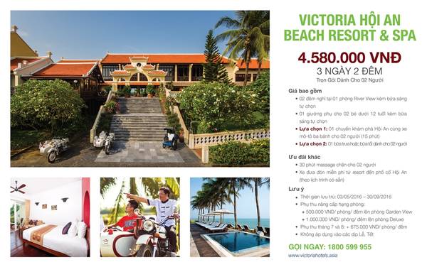 Victoria Hội An Resort với không gian nghỉ dưỡng ven sông
