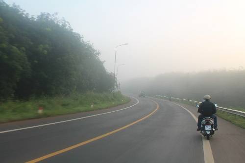 Mây mù giăng lối sáng sớm trên cung đường đèo Đà Lạt thơ mộng