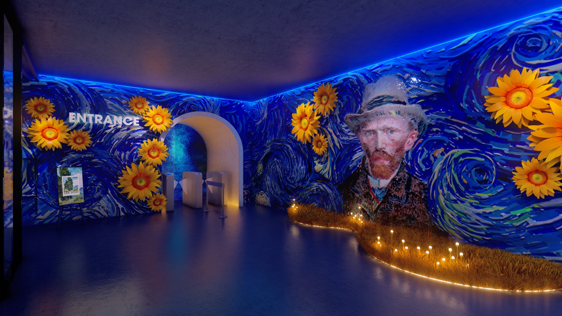 Phối cảnh 3D triển lãm Van Gogh tổ chức tại Việt Nam. Ảnh: Gigamall