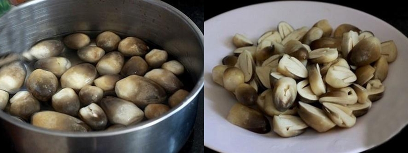 Sơ chế nấm rơm cho trứng hấp nấm rơm