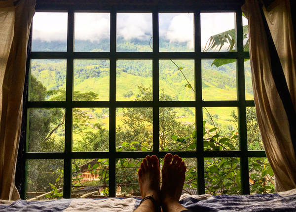 Buổi sáng tại homestay Tả Van Sapa với view ruộng bậc thang