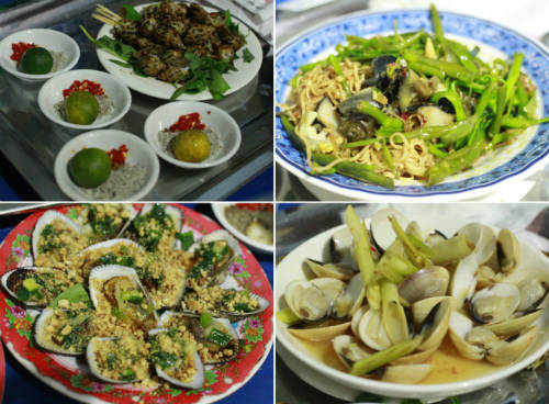 Thực đơn ốc đa dạng ở quán.