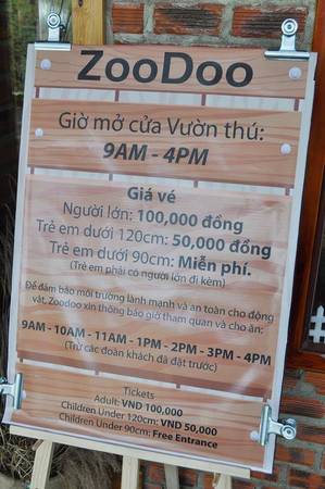 Zoodoo Đà Lạt - Bảng giá và thông tin